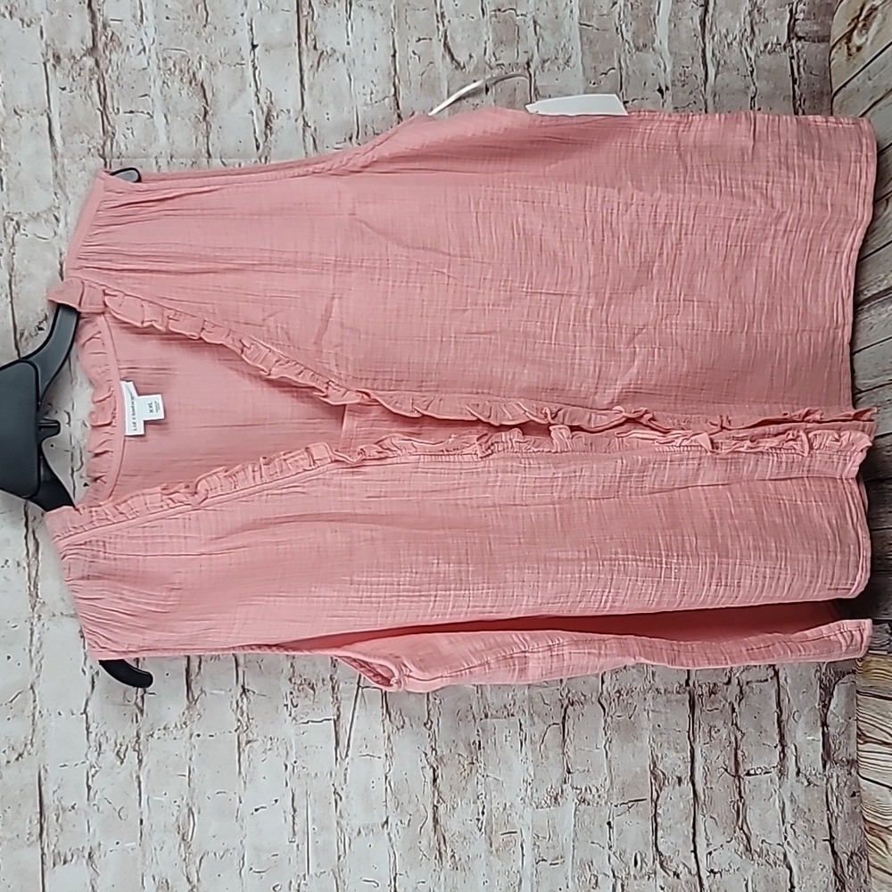 Liz Claiborne Pink Ruffled Sleeveless Tank Top xxl